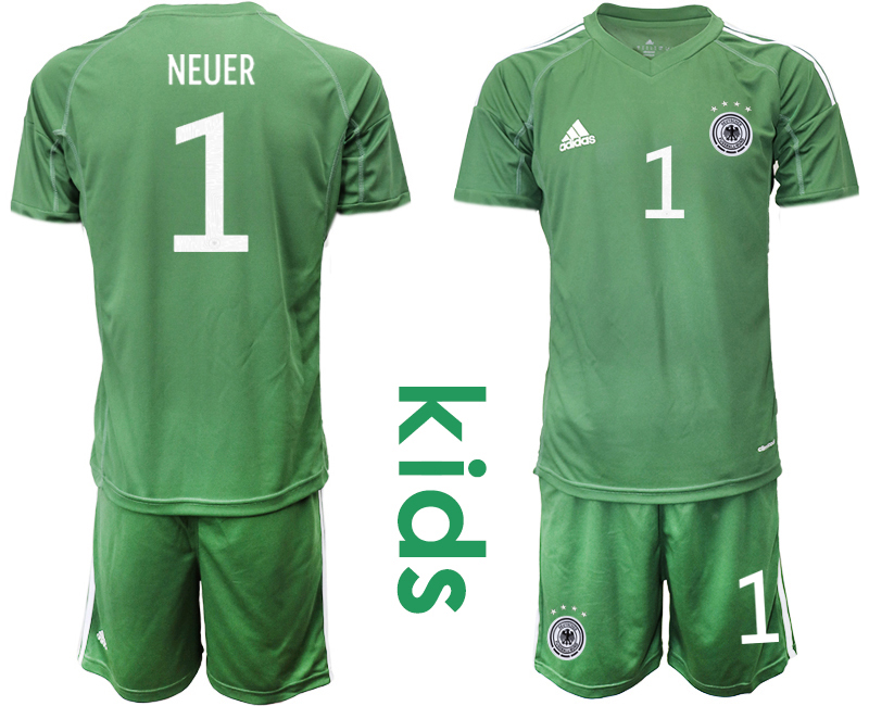 Cheap Youth 2021 European Cup Germany green goalkeeper 1 Soccer Jersey